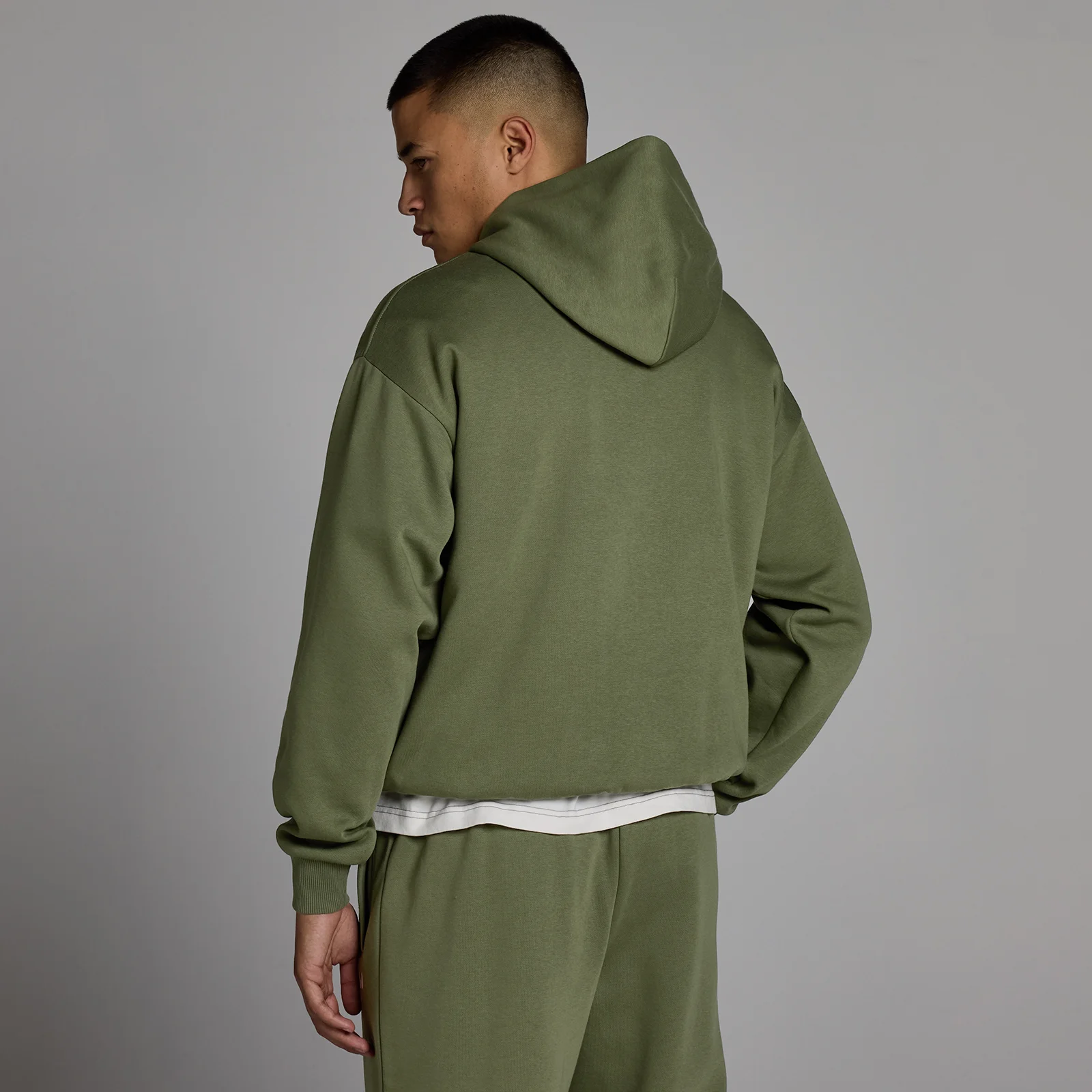 Felpa con cappuccio oversize MP uomo rest day - Oliva slavato - L Immagine 2
