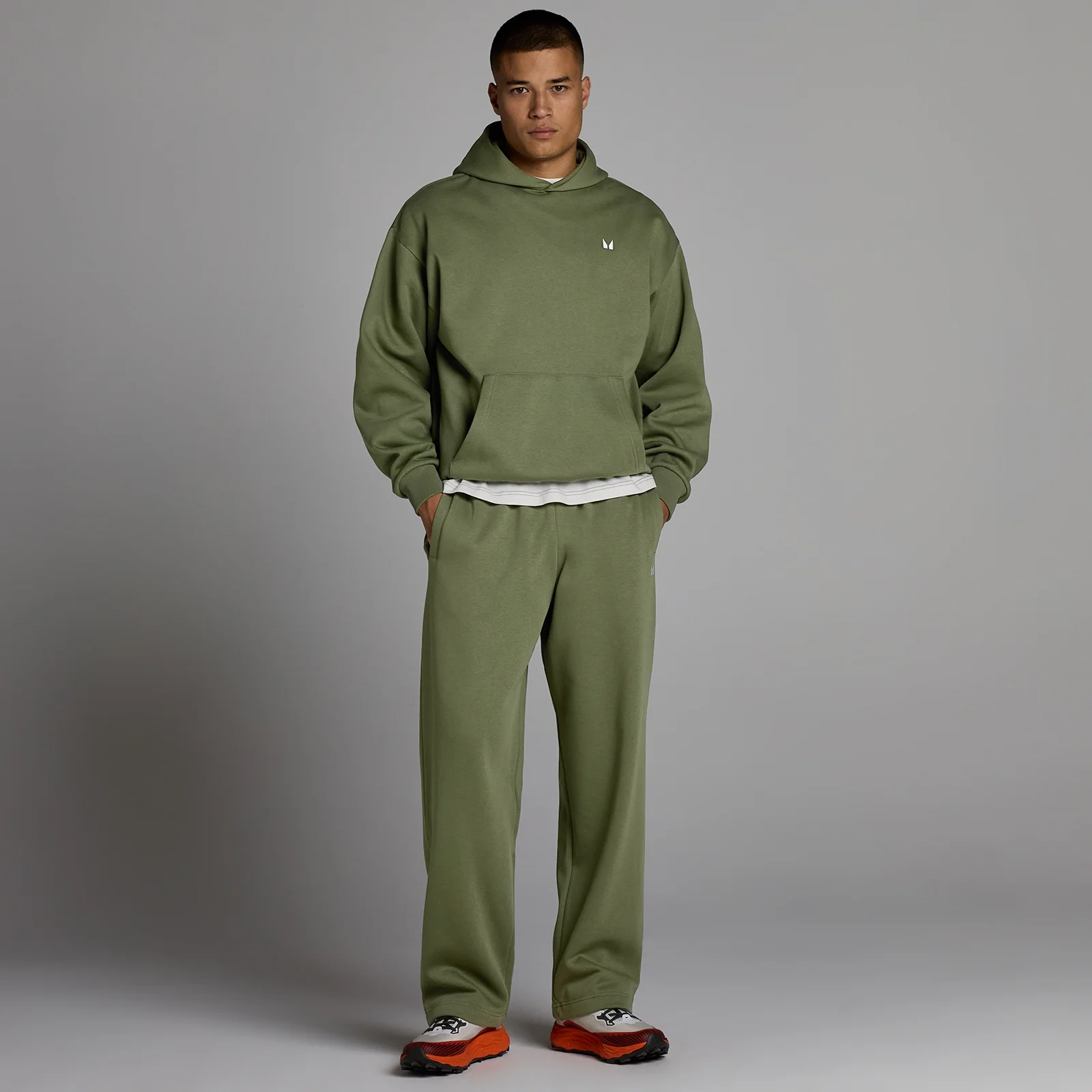 Felpa con cappuccio oversize MP uomo rest day - Oliva slavato - L Immagine 3