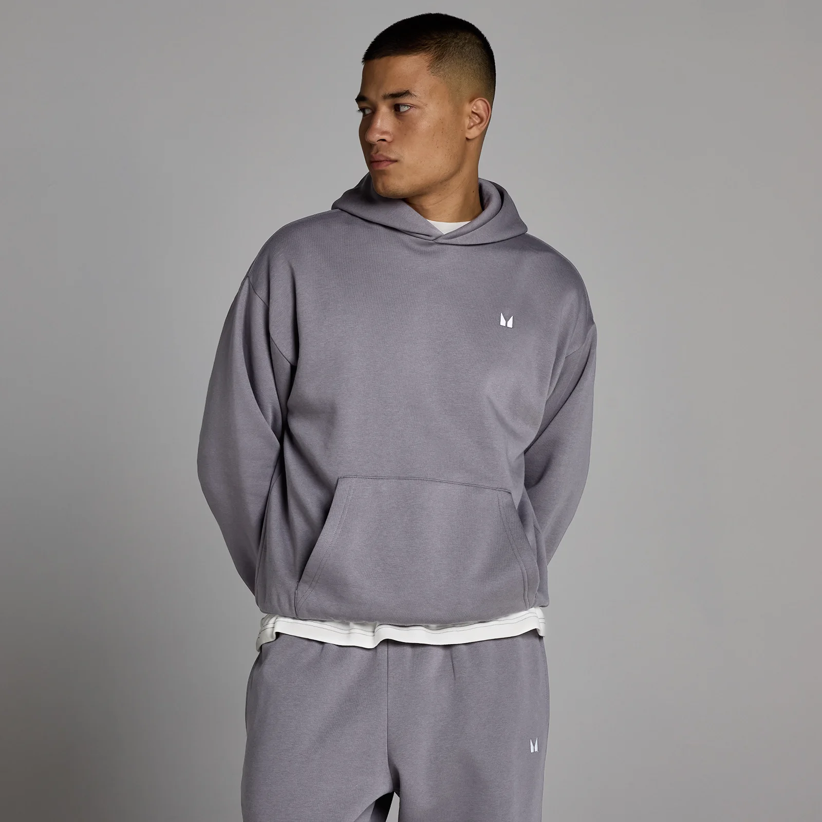 Felpa con cappuccio oversize MP uomo rest day - Grigio melange scuro - M Immagine 1