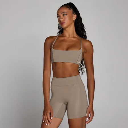 Reggiseno training MP donna con schiena aperta - Tortora chiaro