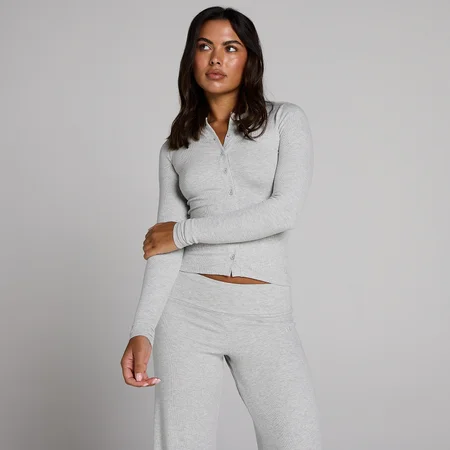 Top a costine con bottoni MP donna - Grigio melange