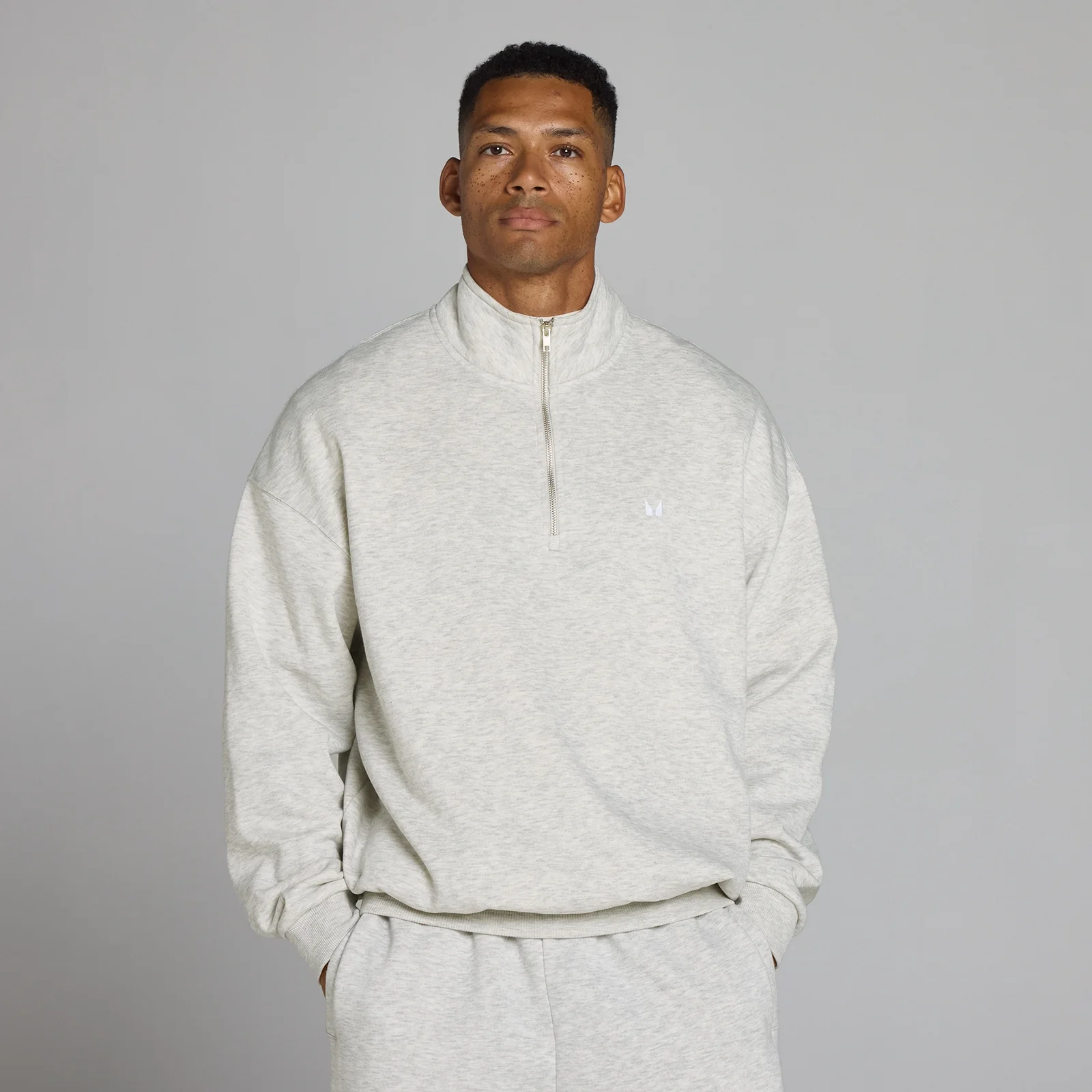 MP Men's Rest Day Oversized 1/4 Zip - Light Grey Marl - M Immagine 1