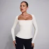 Top donna MP SculptForm a maniche lunghe con scollo quadrato - Perla