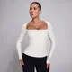 Top donna MP SculptForm a maniche lunghe con scollo quadrato - Perla