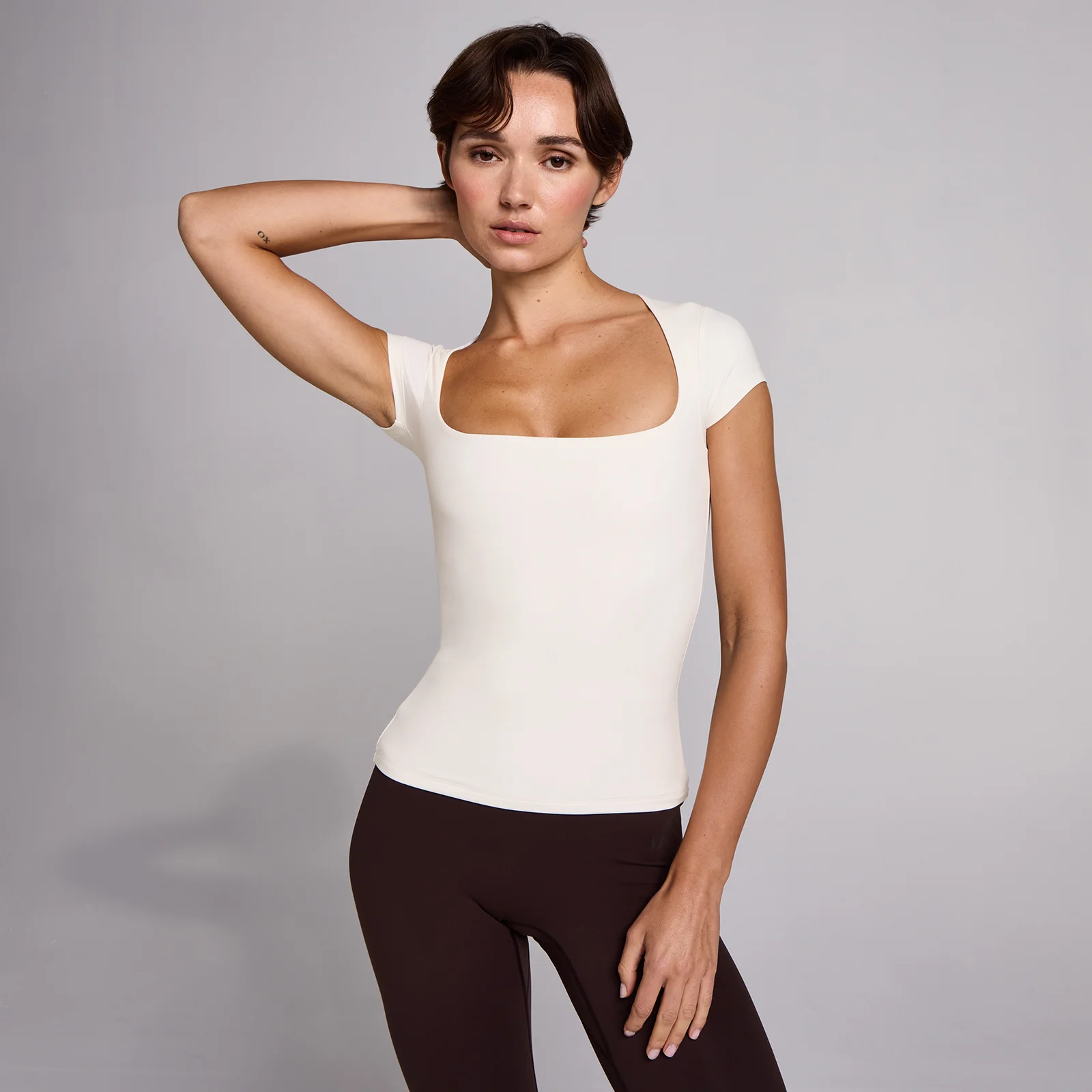 Top donna MP SculptForm a maniche corte con scollo quadrato - Perla - S Immagine 1