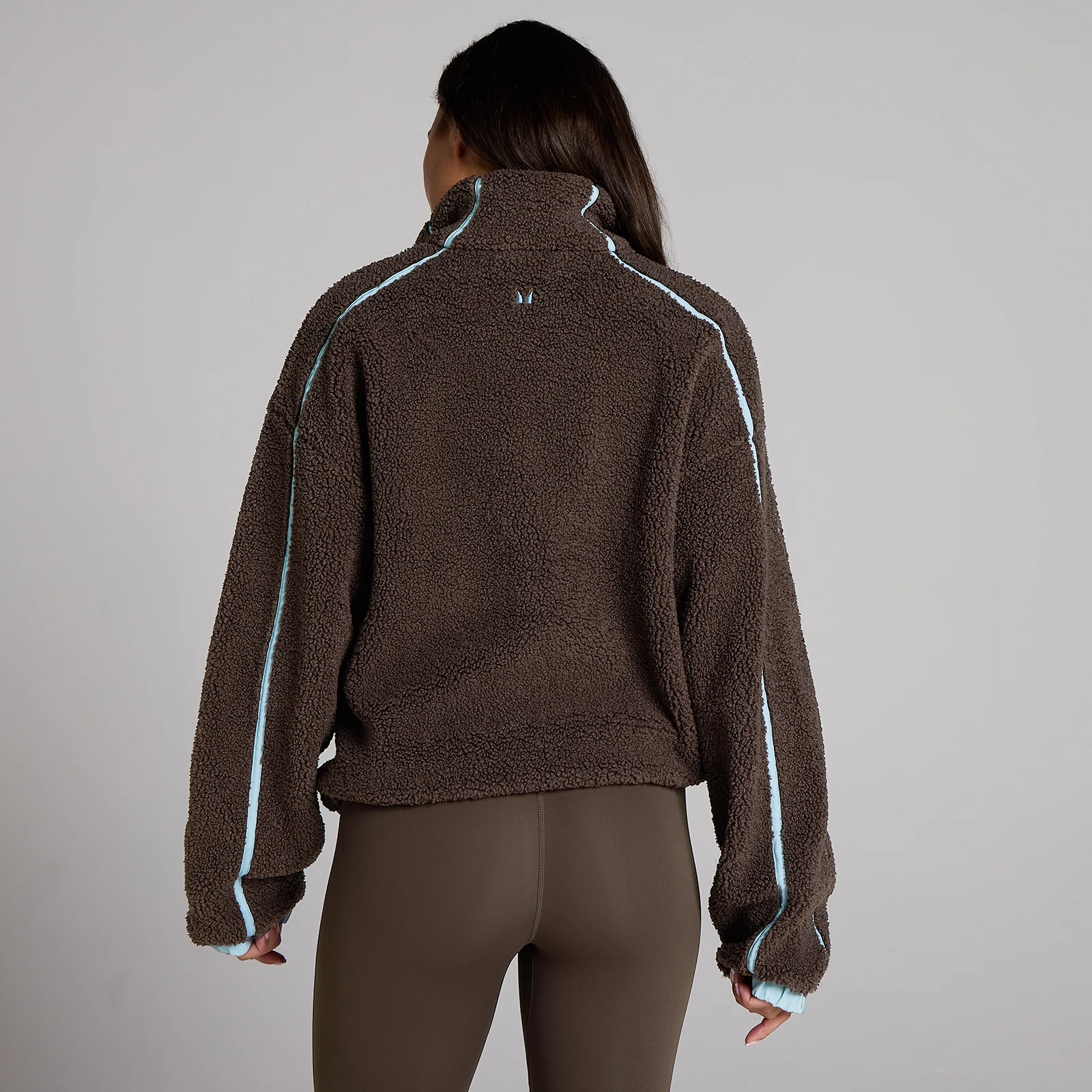 MP giacca in pile con zip e bordi intrecciati da donna - Cioccolato - M Immagine 2