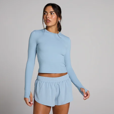 Top a maniche lunghe MP donna Tempo con fori per i pollici - Blu denim