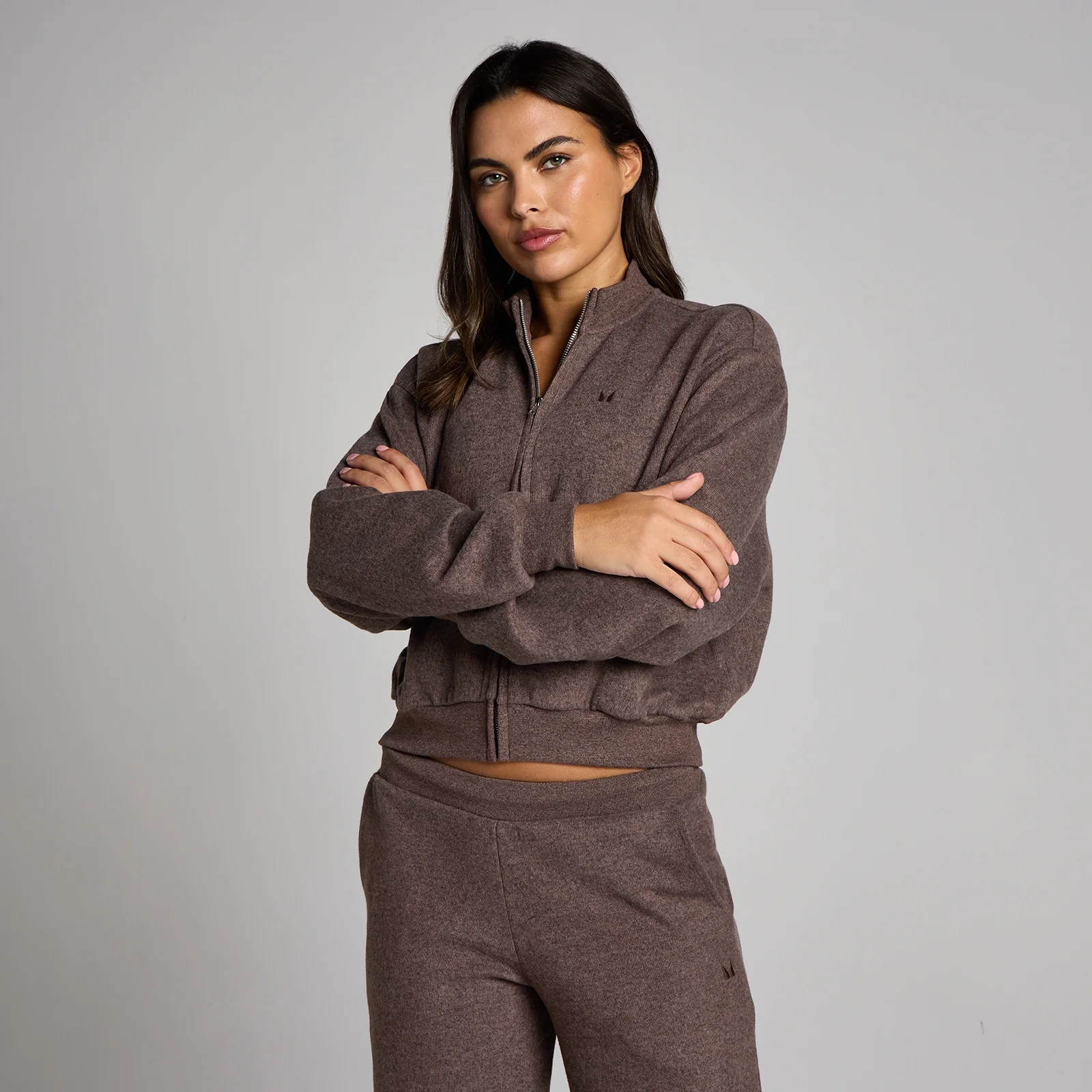 Giacca bomber MP donna con zip morbida al tatto - Cioccolato melange - XS Immagine 1