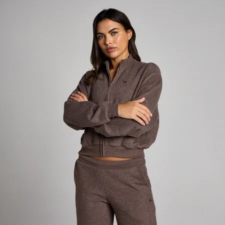 Giacca bomber MP donna con zip morbida al tatto - Cioccolato melange