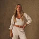 Top a maniche lunghe MP X Tatiana donna morbido al tatto con lacci laterali - Avena