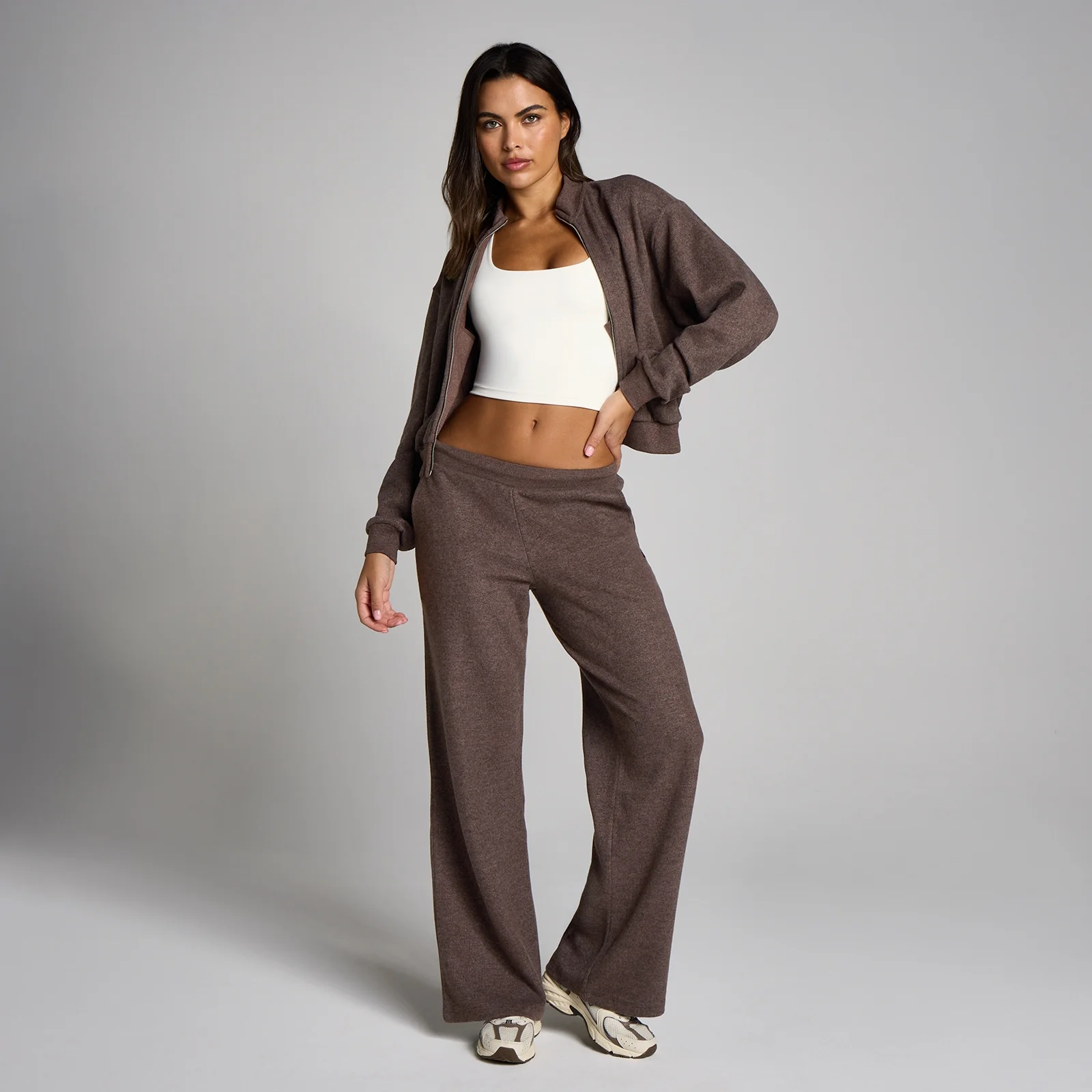Joggers a gamba dritta MP donna mid rise morbidi al tatto - Marrone melange - XS Immagine 3