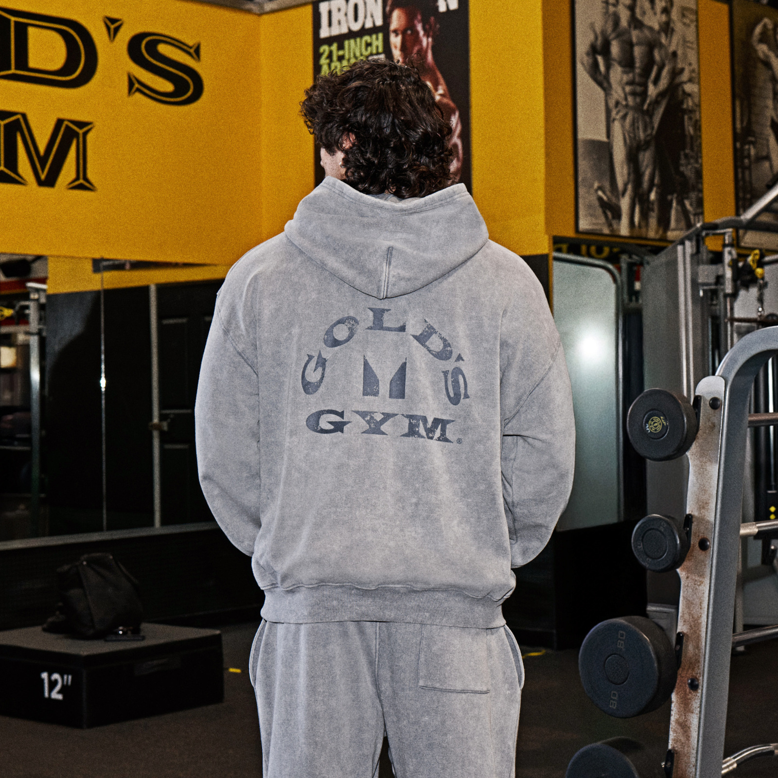 MP X Gold's Uomo Washed Graphic Oversized Felpa con Cappuccio - Steel Blue - L Immagine 2