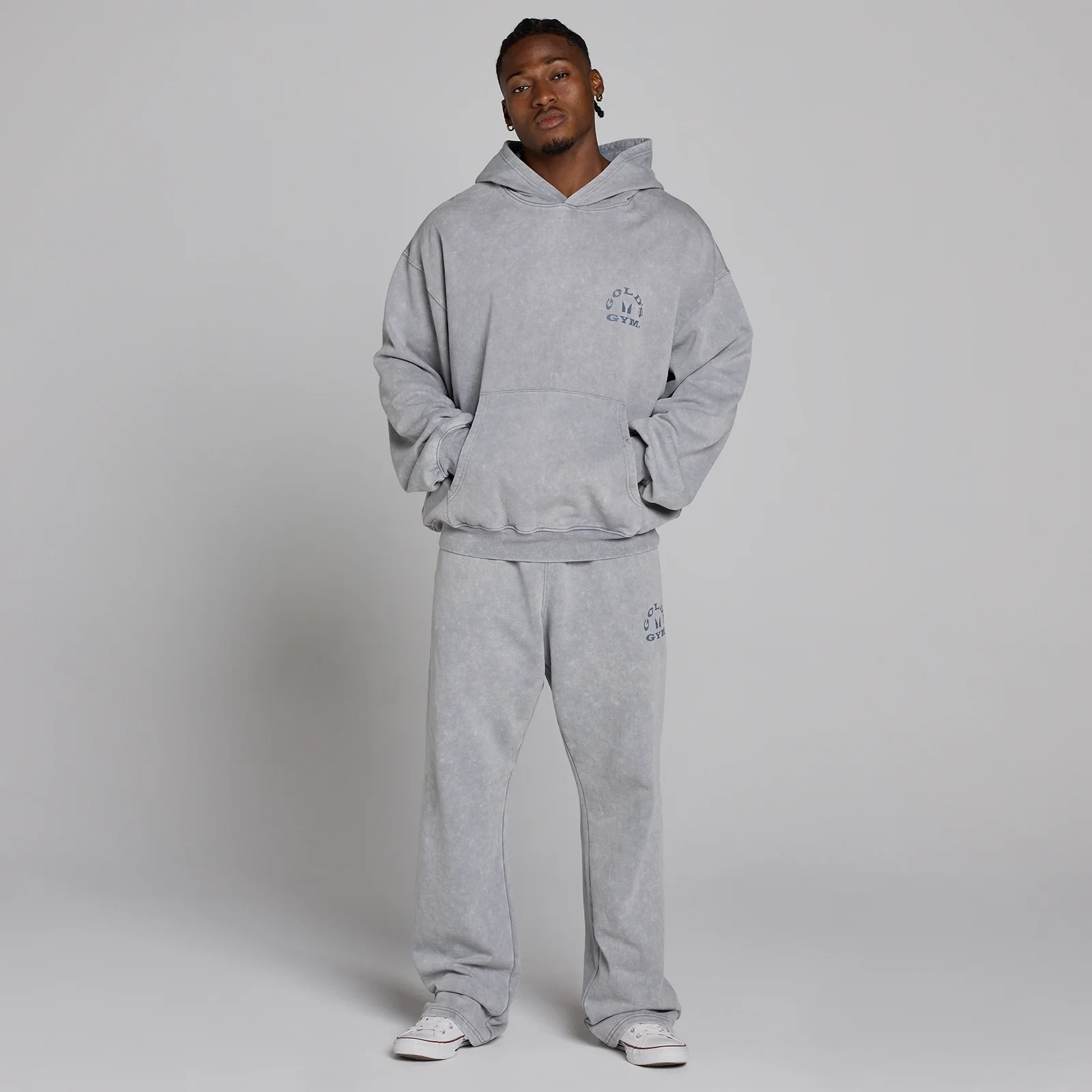 MP X Gold's Uomo Washed Graphic Oversized Felpa con Cappuccio - Steel Blue - L Immagine 5