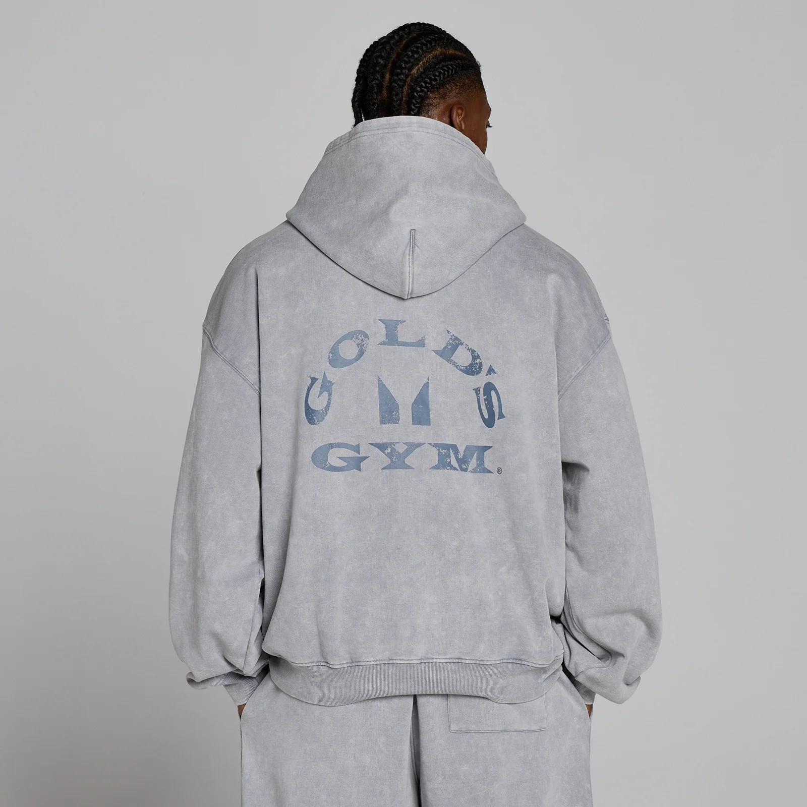 MP X Gold's Uomo Washed Graphic Oversized Felpa con Cappuccio - Steel Blue - L Immagine 4