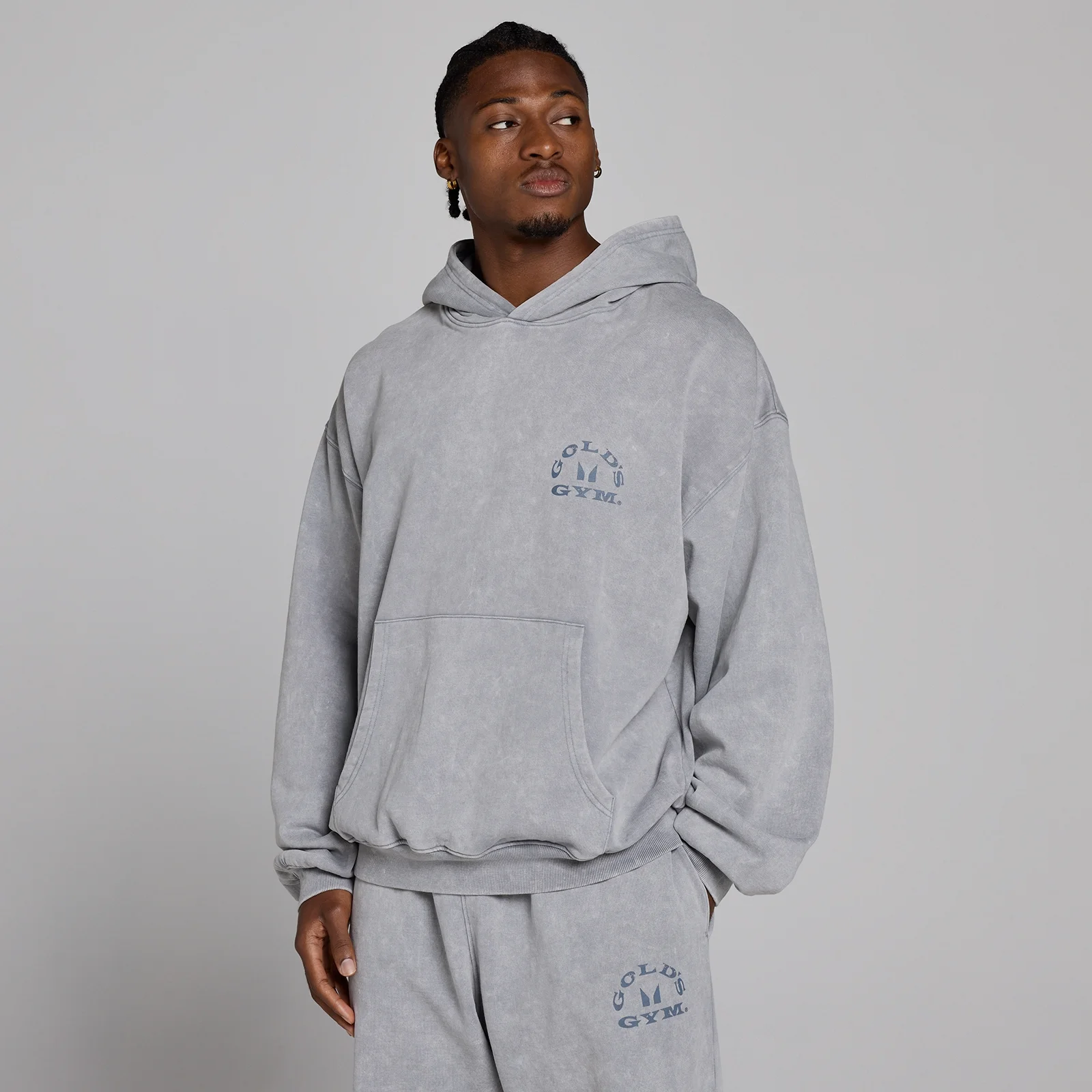 MP X Gold's Uomo Washed Graphic Oversized Felpa con Cappuccio - Steel Blue - L Immagine 3