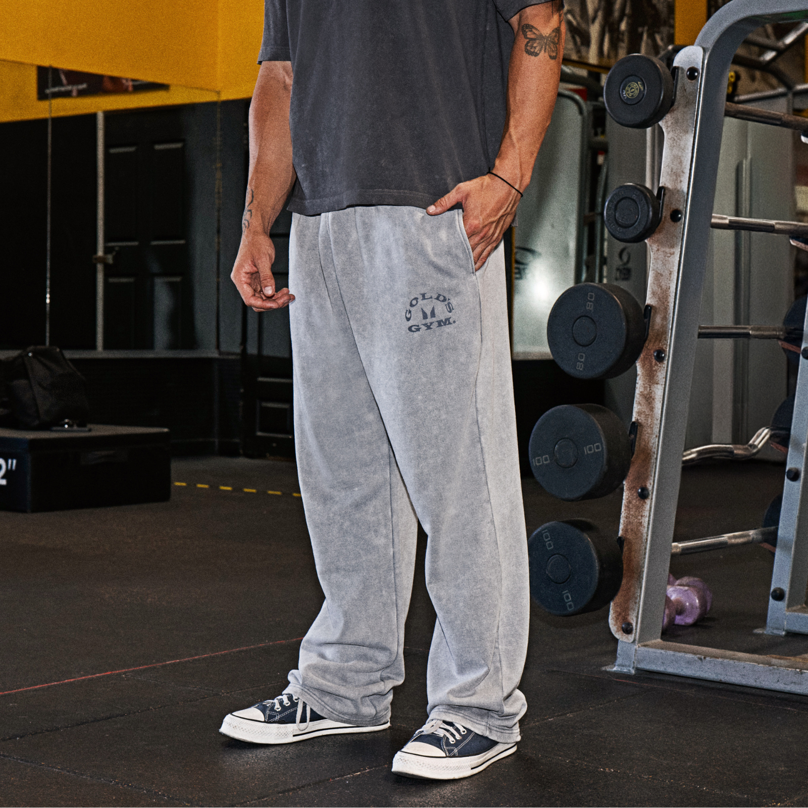 MP X Gold's Uomo Washed Graphic Oversized Pantaloni da Jogging - Steel Blue - L Immagine 1