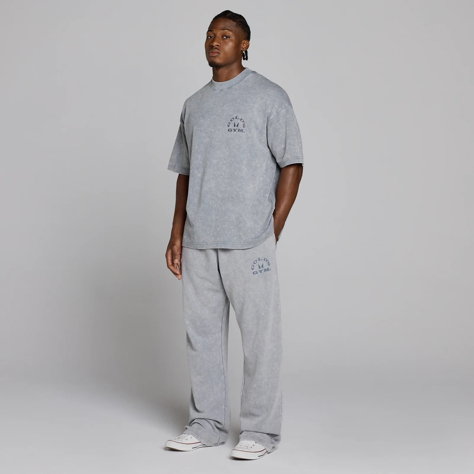 MP X Gold's Uomo Washed Graphic Oversized Pantaloni da Jogging - Steel Blue - L Immagine 5