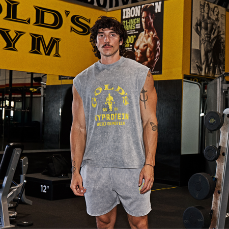 MP X Gold's Uomo Washed Graphic Oversized Tank - Steel Blue