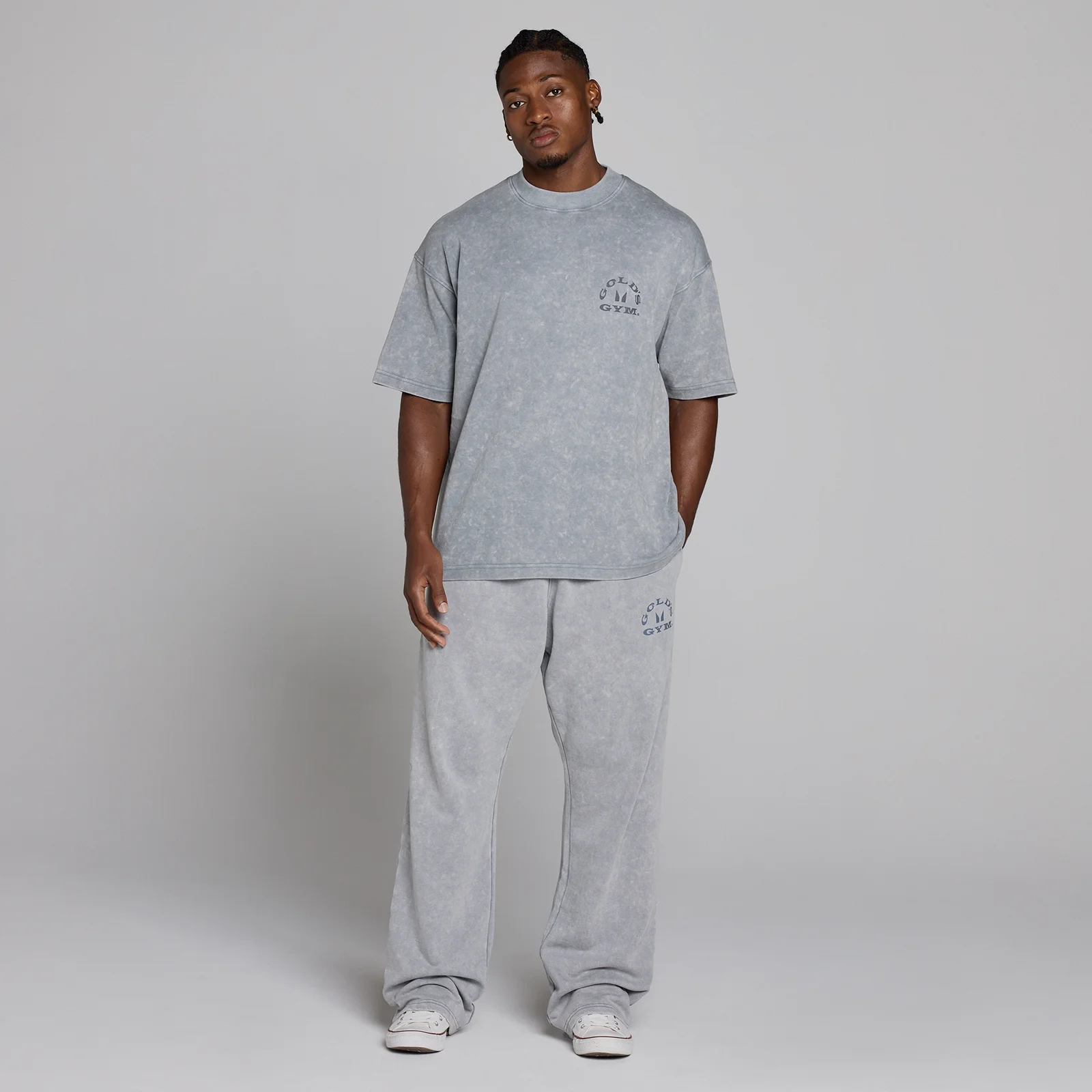 MP X Gold's Uomo Washed Graphic Oversized T-shirt - Steel Blue - XS Immagine 5