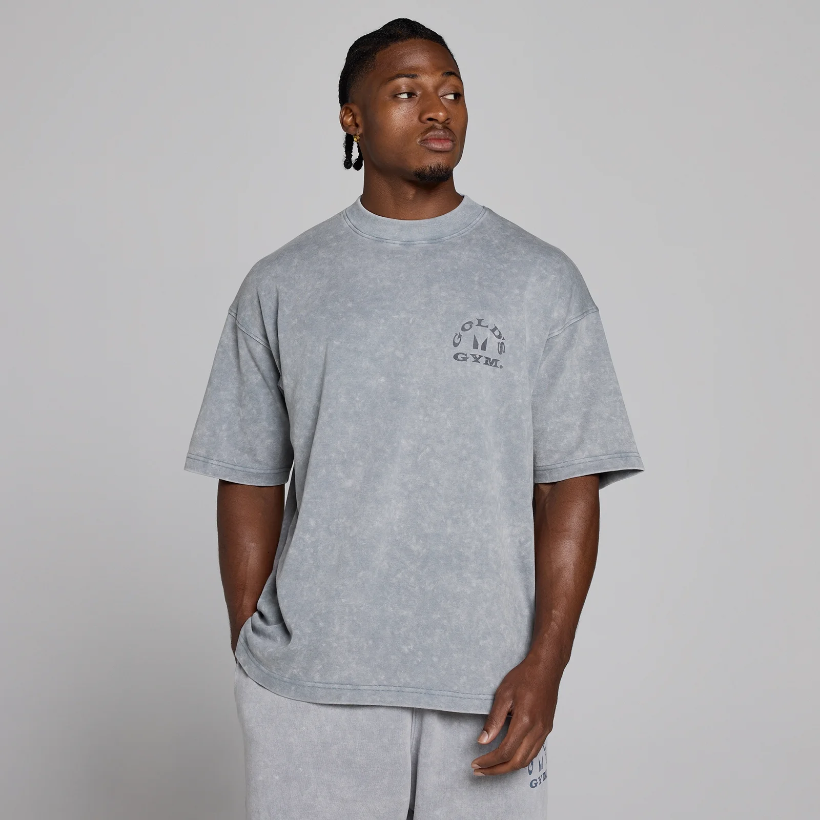 MP X Gold's Uomo Washed Graphic Oversized T-shirt - Steel Blue - XS Immagine 3
